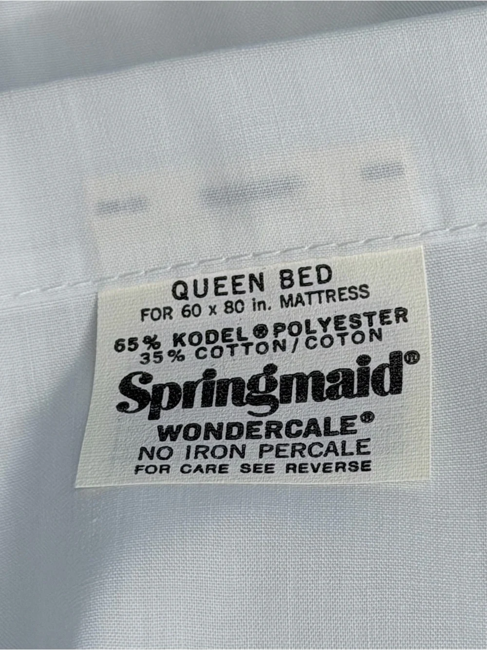 Vintage Springmaid Wondercale No Iron Queen Sz Sheet Set White Embroidered NEW